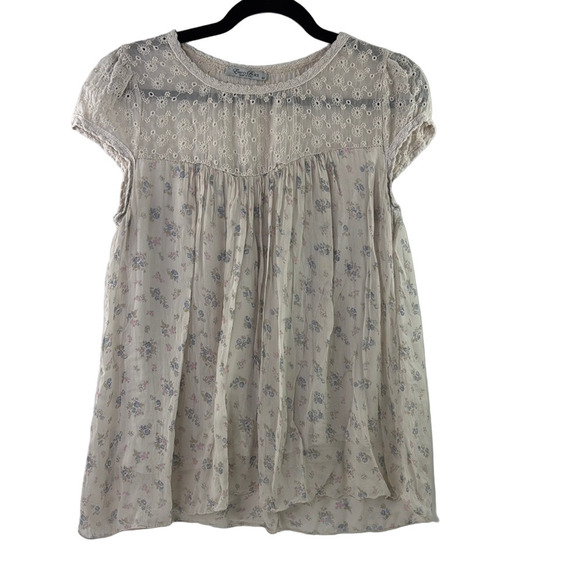 Elena Baldi Tops - Elena Baldi Floral Lace Silk Blouse